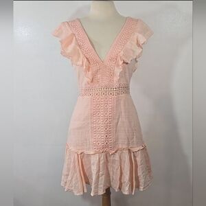 Jun & Ivy Francesca's Romantic Ruffle Light Pink Mini Dress Medium